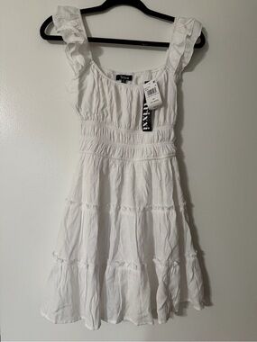 Trixxi Girls' White Tiered Ruffle Strap Dress